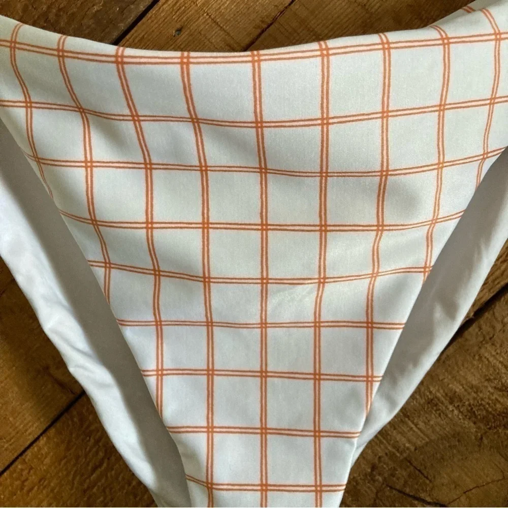 RVCA orange grid La Jolla bikini set size L